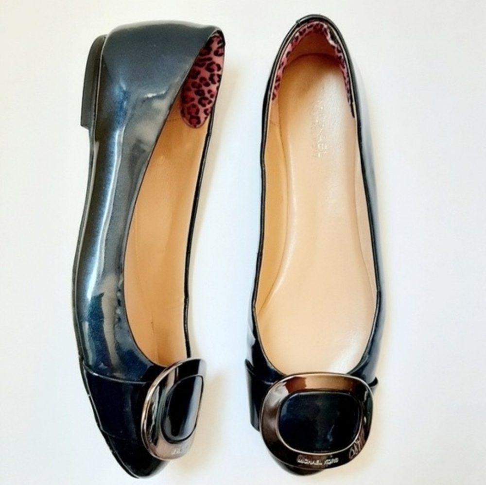 MICHAEL Michael Kors Pauline Patent Genuine Leather Ballet Flats Shoes Teal Sz 7